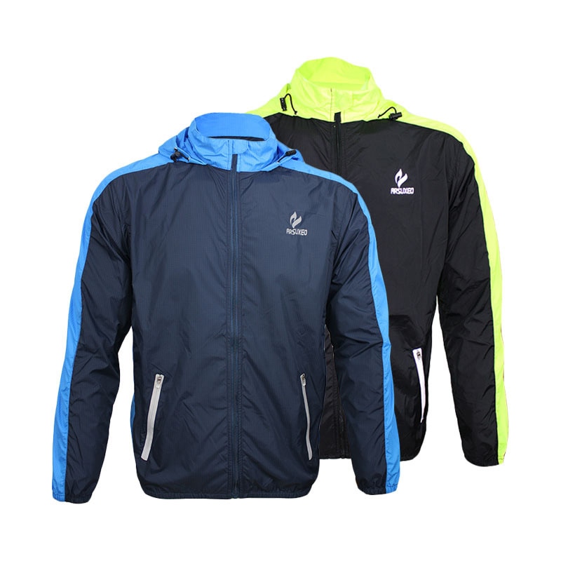 Arsuxeo Hooded Ademende Fietsen Waterdicht Winddicht Jas Outdoor Sport Reflecterende Wandelen Vissen Camping Fietsen Jas