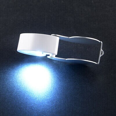 30X Metal Illuminated Jewelry Loop Magnifier Eye Loupe with LED Light