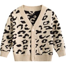 1-9Y Baby Herfst Winter Kleding Baby Meisjes Warme Truien Jassen Leopard Lange Mouw Single Breasted V-hals Causale Outfits