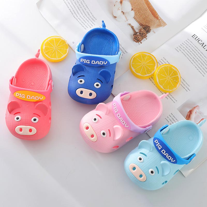 2 in 1 baby sandalen slippers cartoon varken vorm holle sandalen antislip zachte lichtgewicht kinder zomerschoenen
