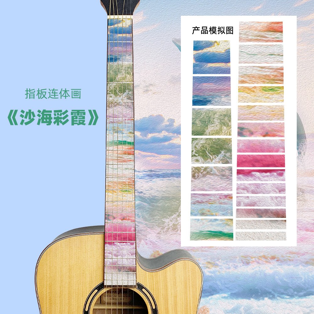 Gitaar fretboard stickers inlay glitter sticker gitaarhals kop guitarra bas ukelele dunne sticker guitarra accessoires: Stijl 6