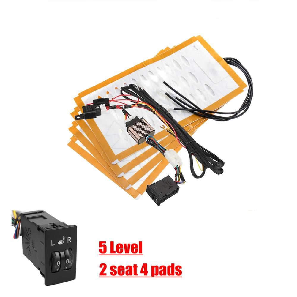 Universal 2 seats 4pcs 12v car carbon fiber High/Low heated seat heater pad switch kit Round Switch Winter Warmer Seat Covers: 2 seat 4pcs G