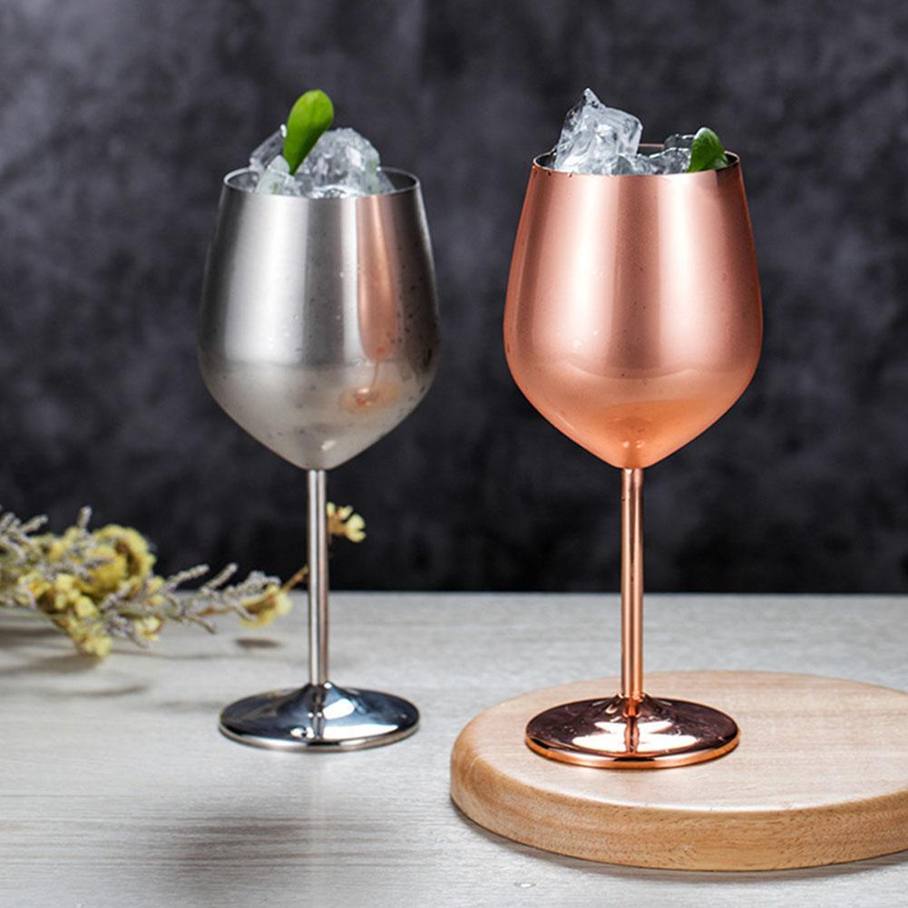 Copa de vino roja de oro rosa y plata de acero inoxidable para Bar, , bebida de jugo, copa de champán, utensilios de cocina, suministros