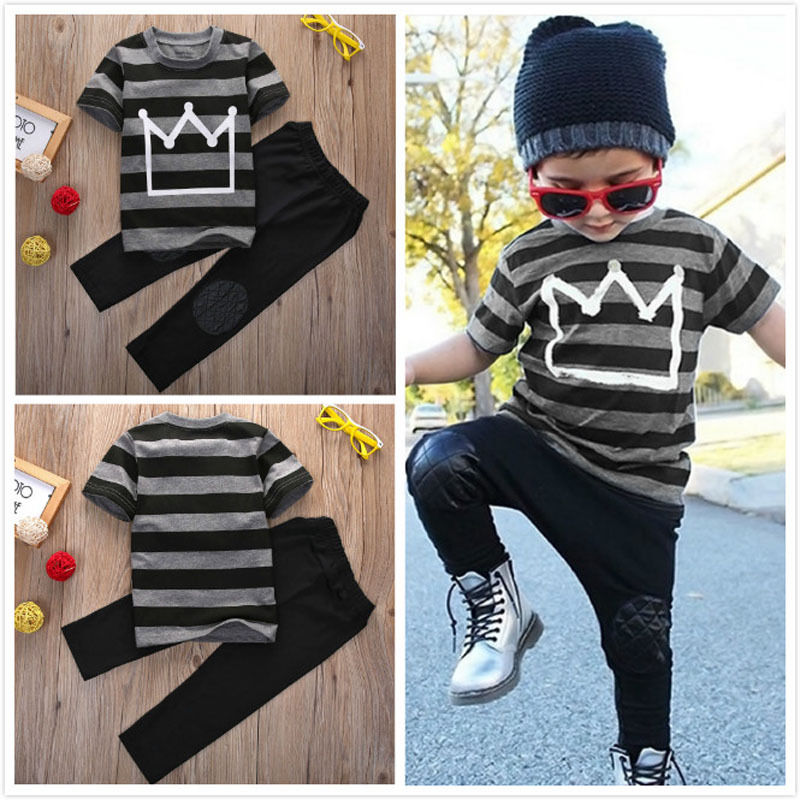 Pudcoco Jongens Pakken ONS Peuter Kids Baby Jongens Outfit T-shirt Tops + Lange Broek 2 stks Zomer Kleding Set