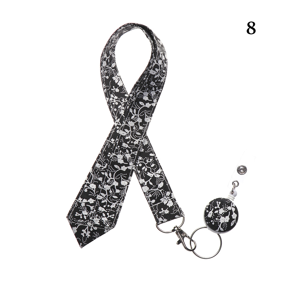 1PC Printed Fabric Lanyard Badge Reel ID Card Holder Clip Mobile Phone Neck Hanging Rope Floral Print Straps Office Supplies: 8