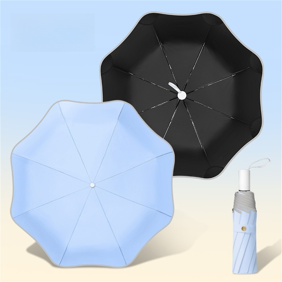 1 Ronde hoekparasol mooie schaduw effen kleur ultralichte UV-bescherming draagbaar voor twee doeleinden effen kleur klein fris klein s: Rood