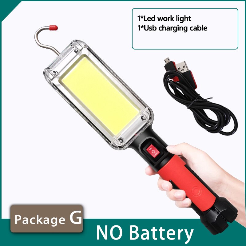 200w kraftige lommelykter 5200 mah lommelykt usb oppladbar kolbe arbeidslys med magnetkrok campingtelt arbeidsvedlikeholdslykt: Pakke g