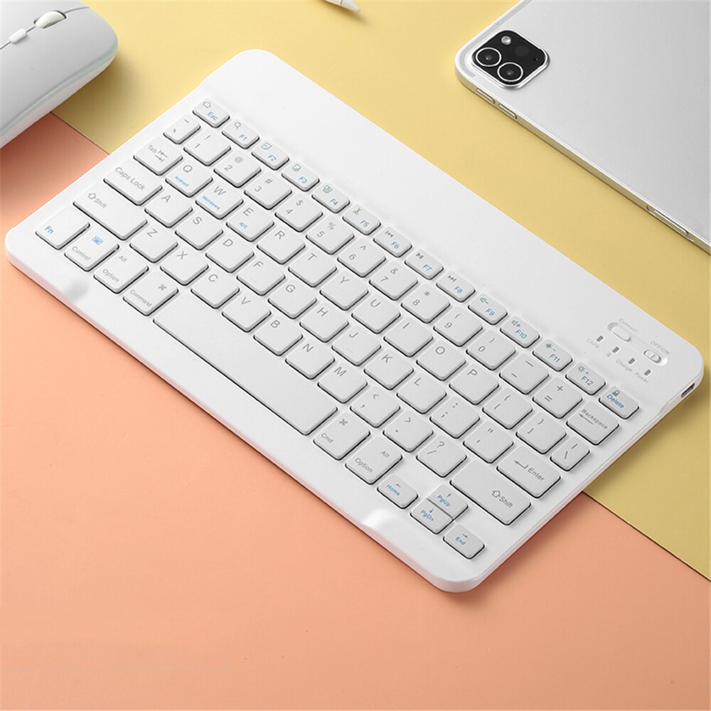 Bluetooth näppäimistö ipad pro 11 12.9 air 3 pro 10.5 air 2 9.7 ipad 10.2 7th sukupolvi hiirellä samsung android tabletille: Valkoinen