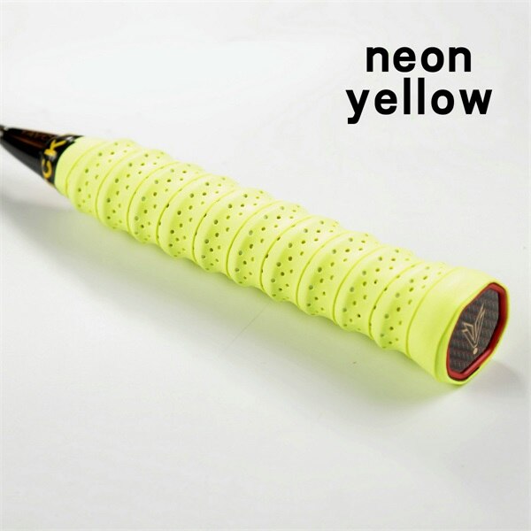 10 pcs/pack anti-dérapant respirant Sport sur Grip bandeau Griffband Tennis surgrips bande Badminton raquette poignées bandeau: Neon yellow