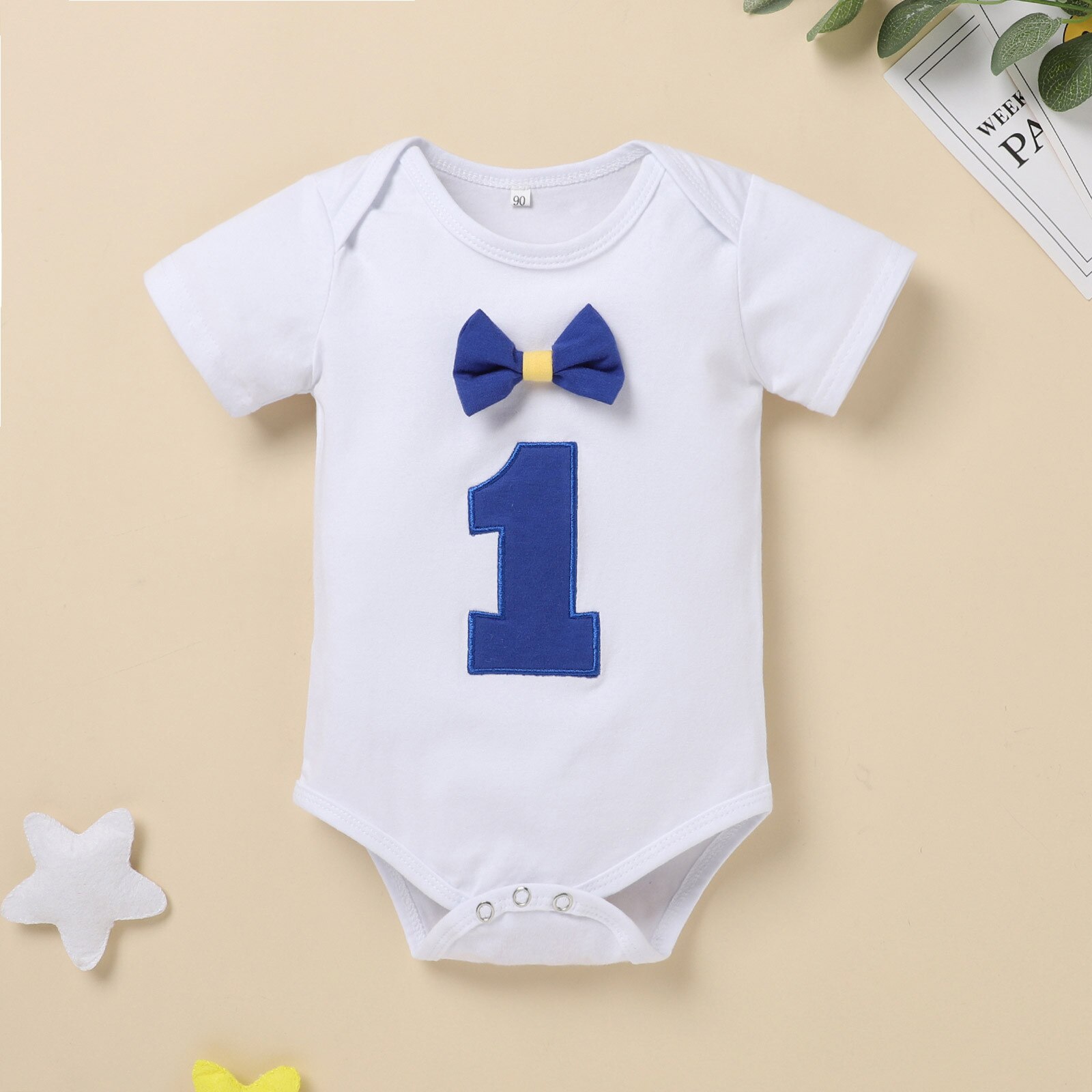My 1st Birthday – ensemble de vêtements pour bébés garçons, barboteuse à nœud papillon, tenue pour nourrissons