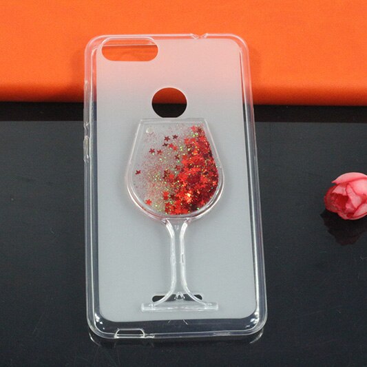 Voor  bq 5204 hoesjes glitter vloeistof zachte tpu telefoonhoesjes voor bq bq -5204 strike selfie 5.2 inch achterkant capa coque: Rood