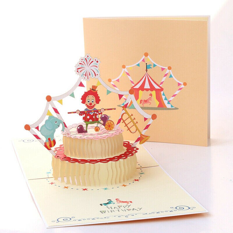 3D Pop UP Cards Birthday Card for Girl Kids Wife Husband Birthday Cake Greeting Card Postcards Card with Envelope Stickers: 3