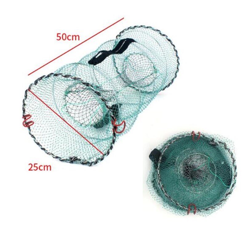 Fishing Basket Foldable Crab Trap Foldable Portable Fine Net Lobster Crayfish Shrimp Bait Net Tool: 25x50cm