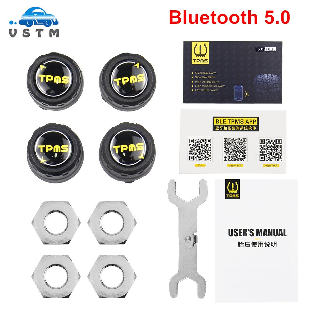 Auto Bluetooth 5.0 Tpms Monitor Alarmsysteem Bandenspanning Sensor Voor Andriod Ios