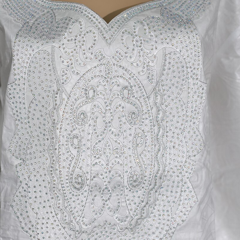 H & D-robe africaine blanche pour femmes, bazin, riche et pierres, dashiki, collection