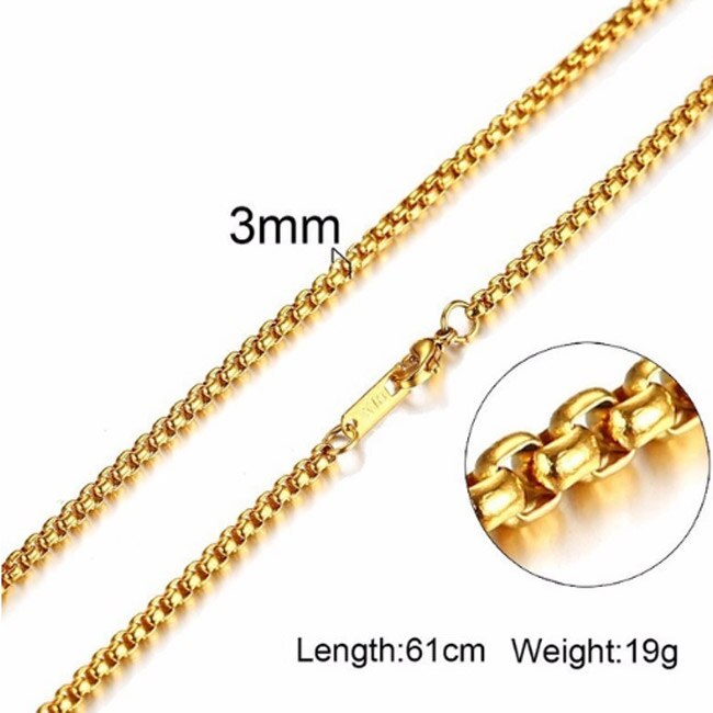 Zorcvens Mannen Vrouwen Ketting Gold Tone Snake Miami Cuba Tarwe Spiga Paima Link Ronde Doos Curb Kettingen Rvs Ketting: 42934