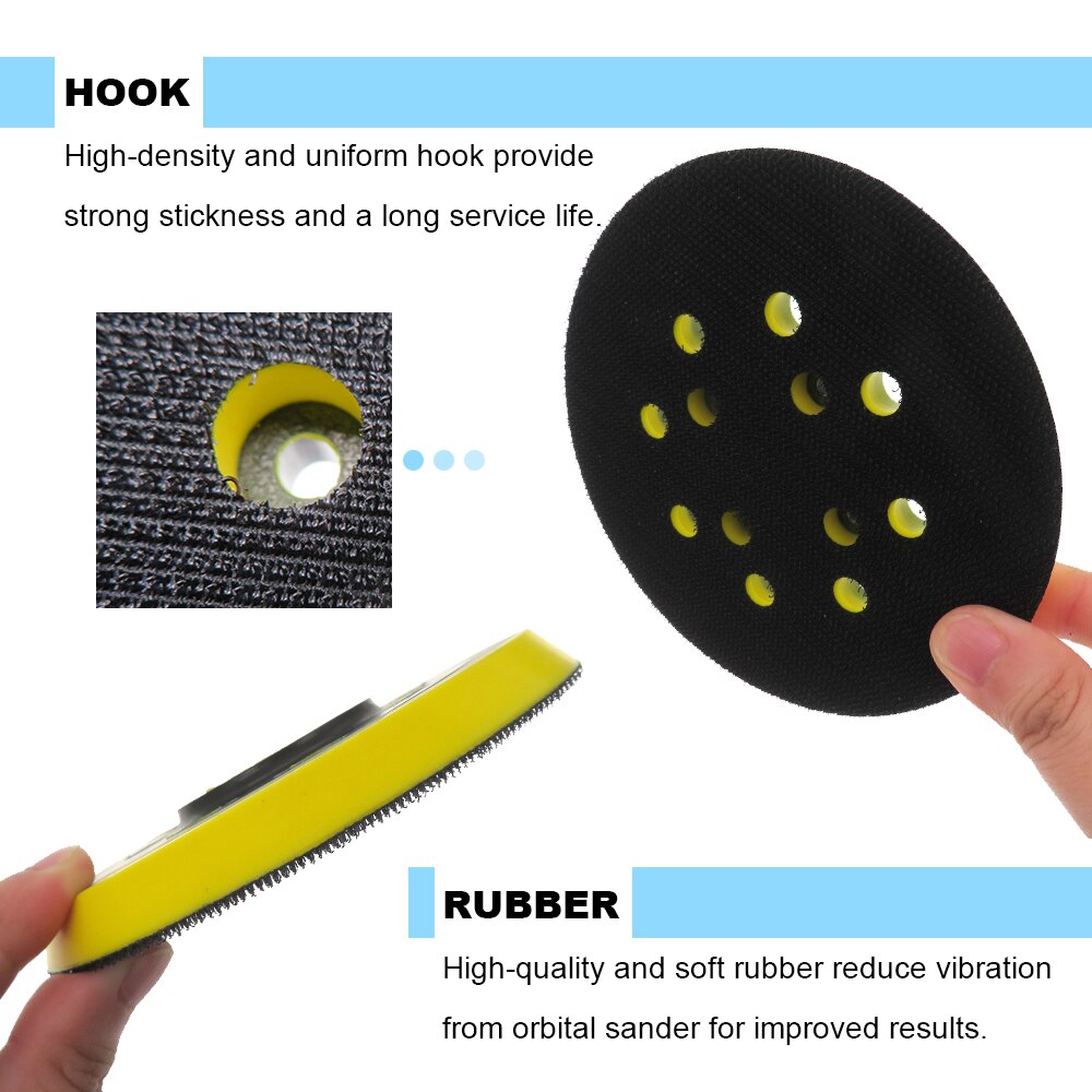 5 Inch Sanding Pad Hook &amp; Loop 8 Hole Backing Plate 125mm For DeWalt RYOBI RSE 1250 Random Orbital Sander Grinder Abrasive Tools