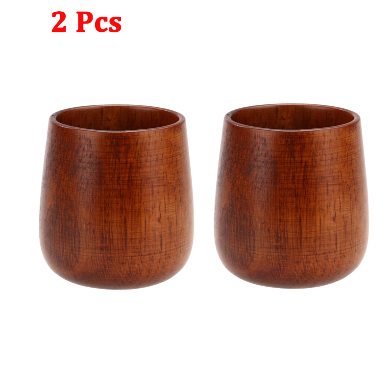 1-8 Pcs Wooden Cups Primitive Handmade Natural Spruce Wooden Cup Mug Breakfast Beer Milk Drinkware Product: Fuchsia