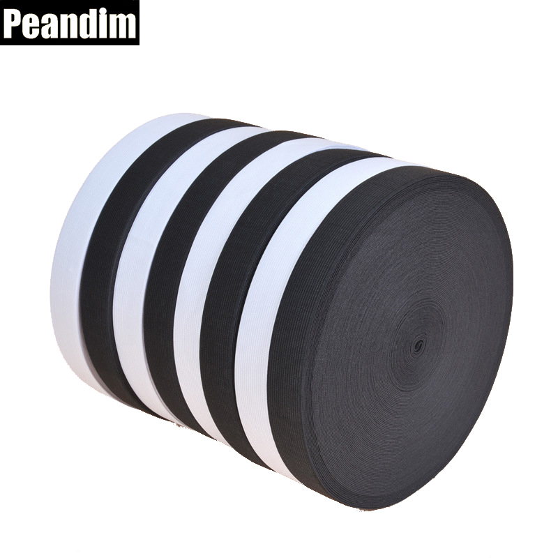 PEANDIM 1.5cm Breedte 30meter DIY Naaien Elastische Band Gebreide Elastische Tape Zwart Wit Kleur Kan Kiezen