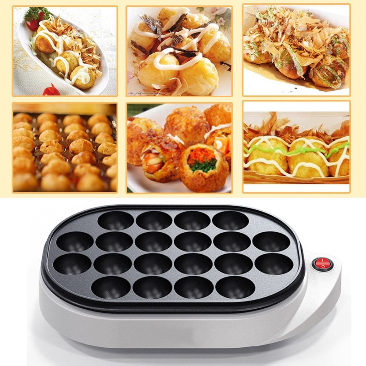 20 reikää mustekala pallo valmistaja takoyaki leivinpannu sähköinen taiyaki kone grilli japanilainen kakku uuni liha pallo valmistaja levy kone