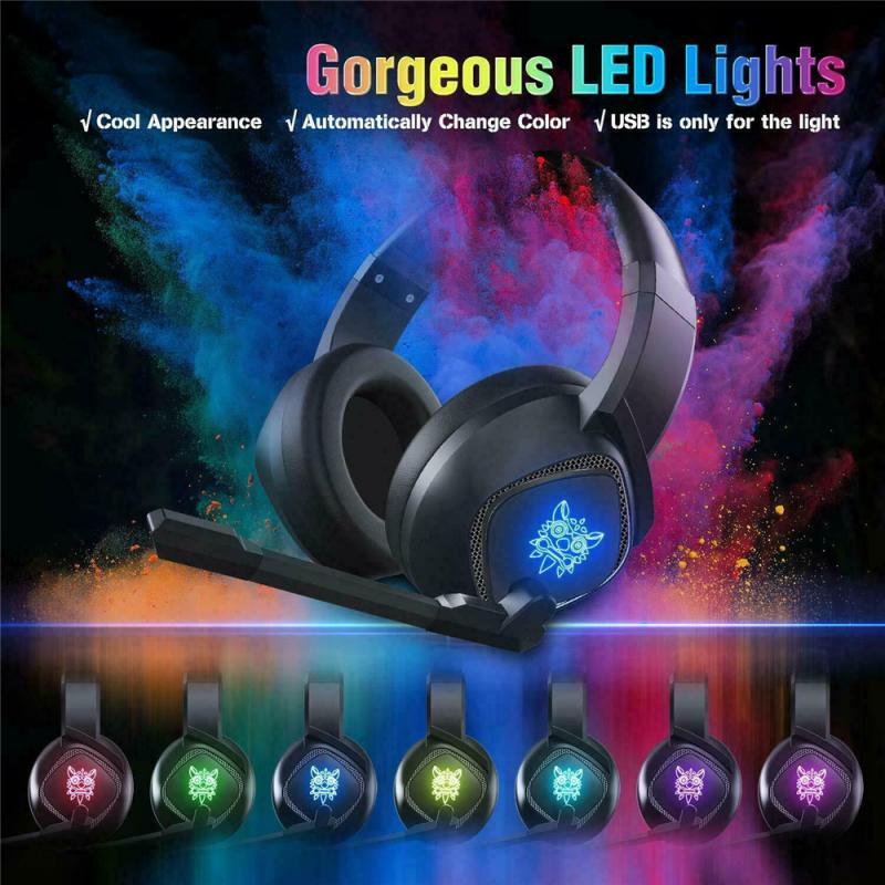 ONIKUMA K19 Gaming Headset Noise Cancellation Microphone LED Light Volume Control PC Over Ear Headphones For Xbox One / Laptop