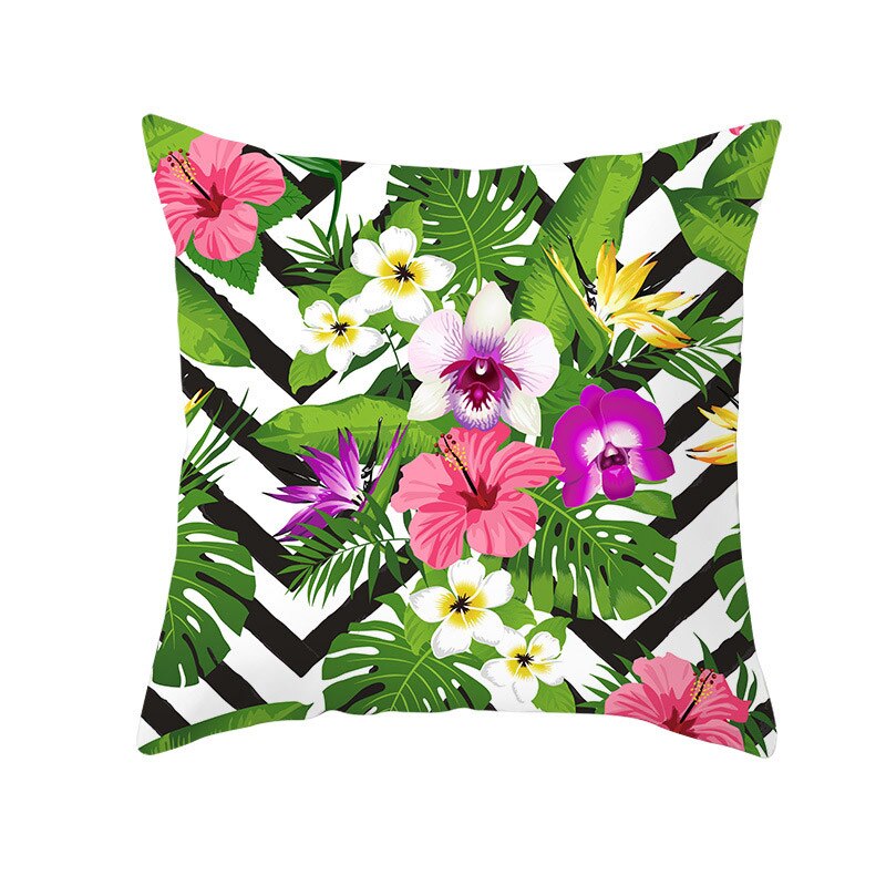 45*45Cm Kids Pasen Dag Tropische Decoratie Print Kussenhoes Polyester Groene Plant Sierkussen Voor Sofa/home Decor Pillowcas: 8