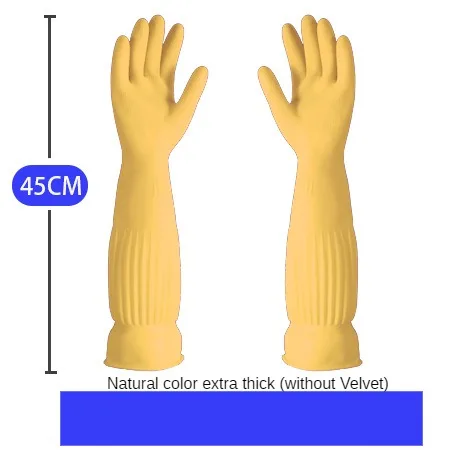 Guantes para lavar platos de látex de 45cm de largo con tendones de vaca engrosados y guantes de goma extendidos, pegamento para limpieza de ropa de 38cm de largo para invierno