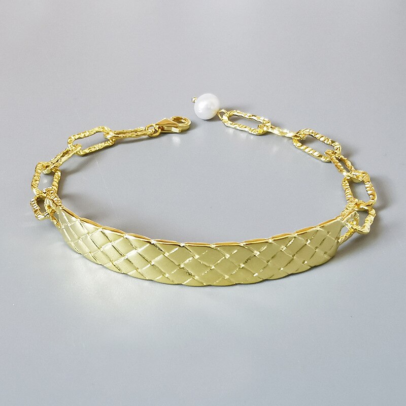 Louleur nyheter 925 sterling sølv armbånd barokk perle måke farge armbånd engelsk kort armbånd til kvinner fint smykker 19cm: Stil 3