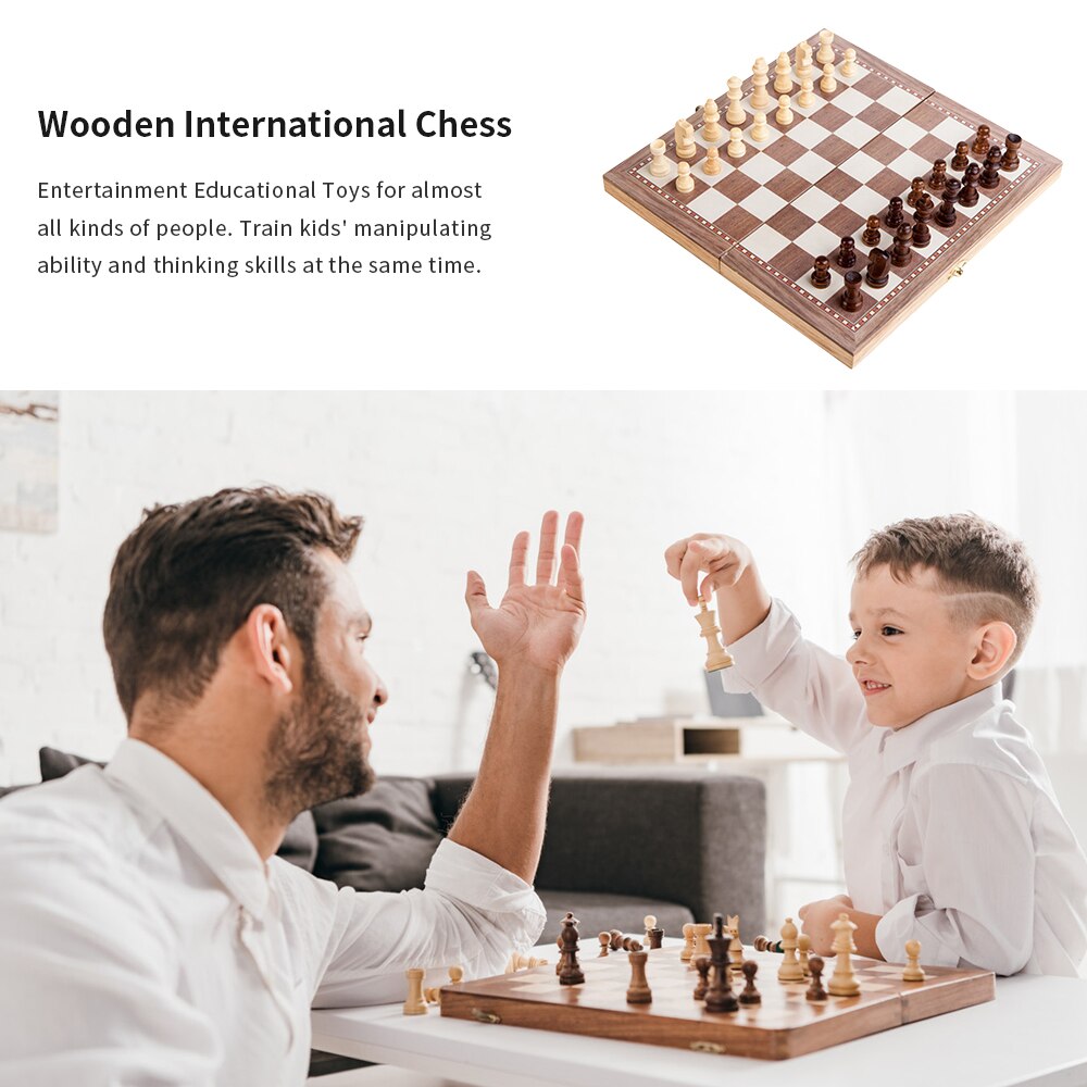 30X30CM Houten Schaakspel Internationale Schaken Set Backgammon Checkers Schaakspel Houten Schaakstukken Met Vouwen Schaakbord