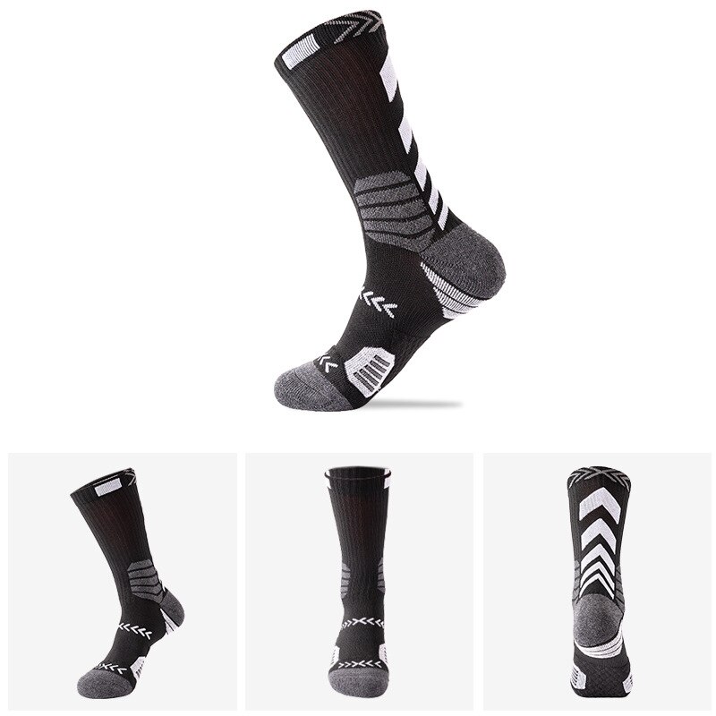 Sports Knee-High Basketball Socks Elite Thick Sports Socks Non-slip Durable Skateboard Towel Bottom Socks Stocking: WZ147-BlackWhite