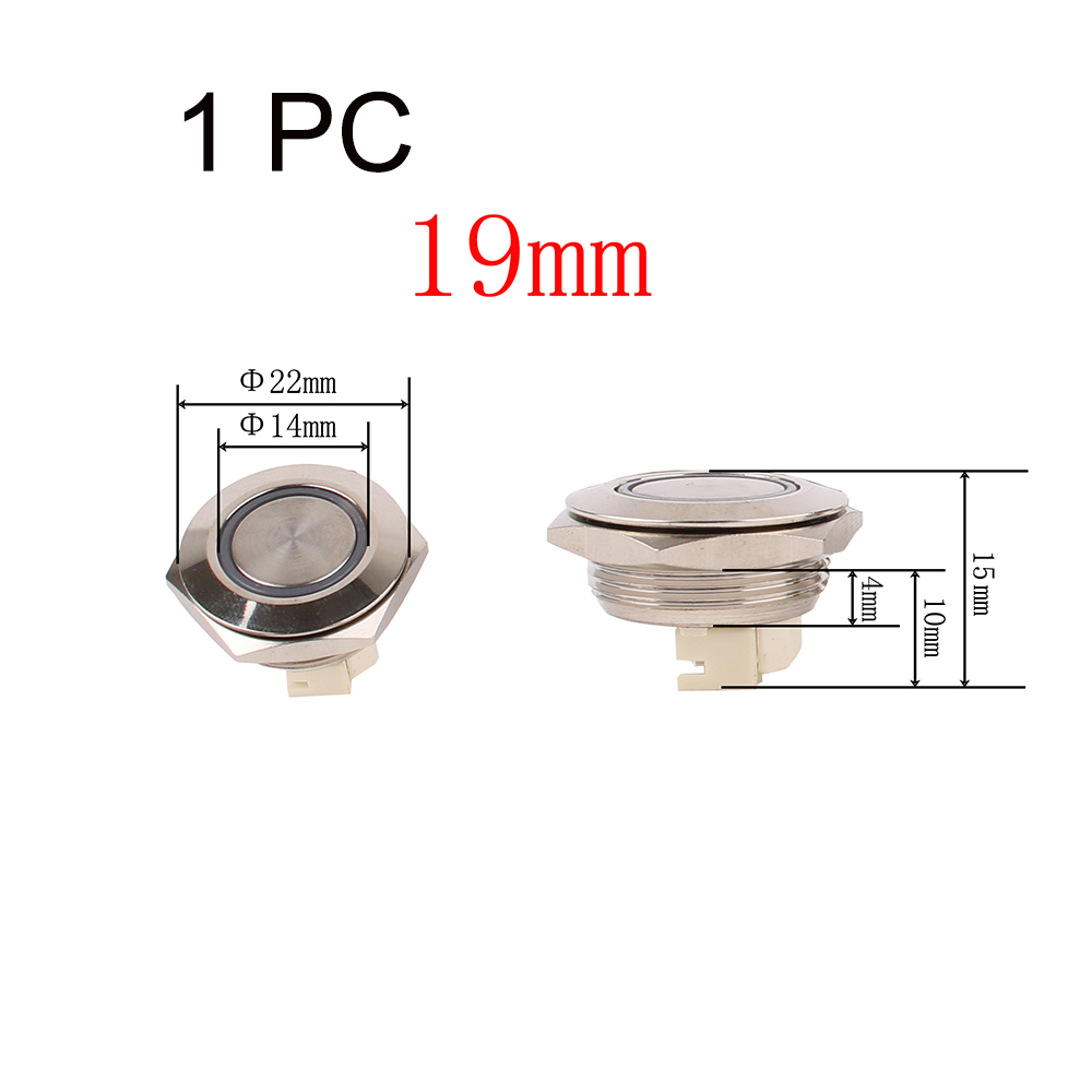 12/16/19/22mm Interruttore a pulsante ultra corto Impermeabile 1no Metallo con filo 150mm Anello Annluar 3-6V Rosso Verde Blu: 4XL / Blu / 380V