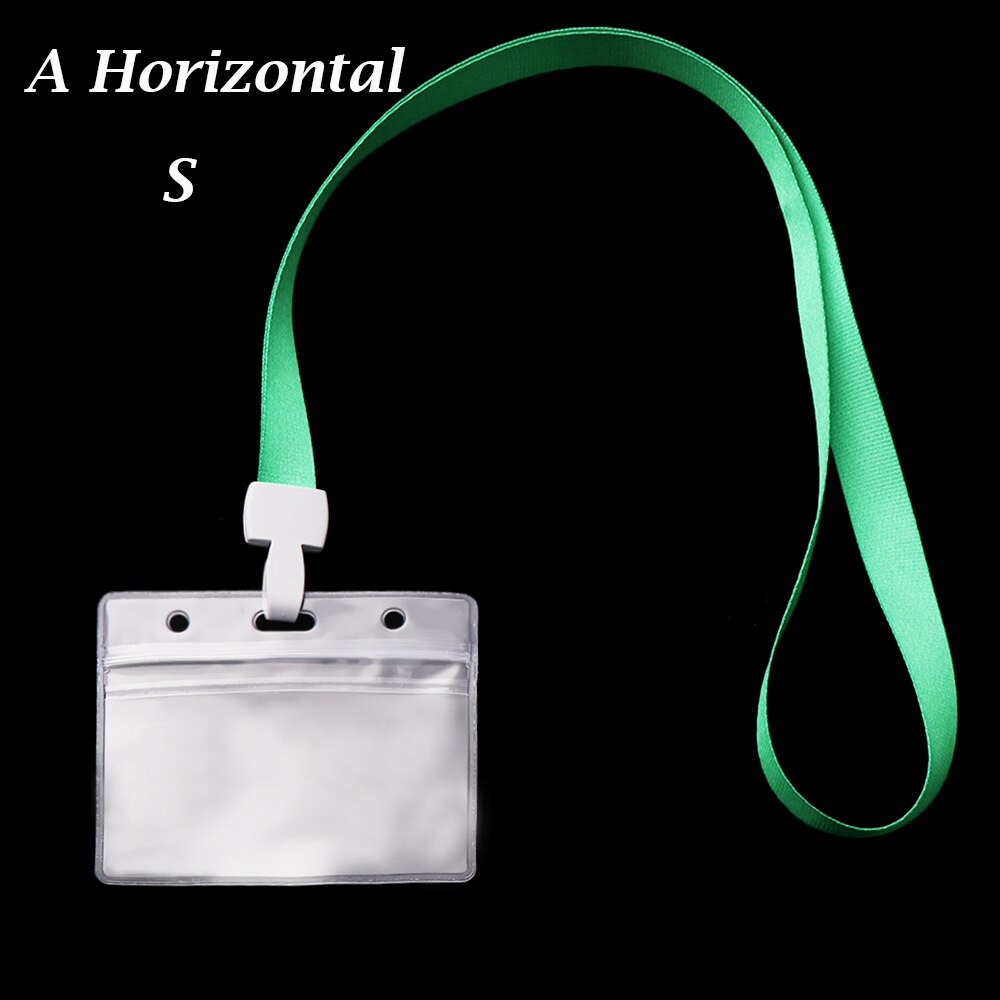 soporte de tarjeta de identificación de 2 lados Horizontal Vertical claro cubierta de tarjeta de trabajo de plástico suave impermeable funda, soporte: A Horizontal S