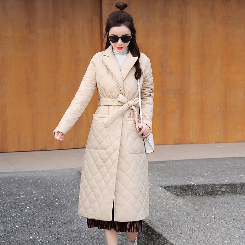 neue Winter Jacke Frauen Gürtel Unten Parkas Weibliche Jacke Langen Mantel Schlank Warme Winter Outwear