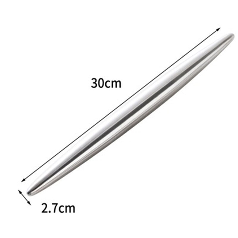 1 pieza de rodillo de acero inoxidable utensilios de cocina rodillo de masa hornear fideos de Pizza bolas de masa hacer herramienta para hornear antiadherente: L