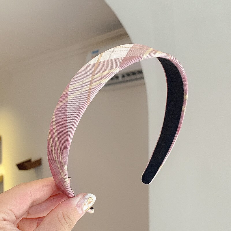 Vintage cuadros cintas encuentro aro del pelo de las mujeres Tiara para la cabeza banda diadema accesorios coreano dulce diadema: 3
