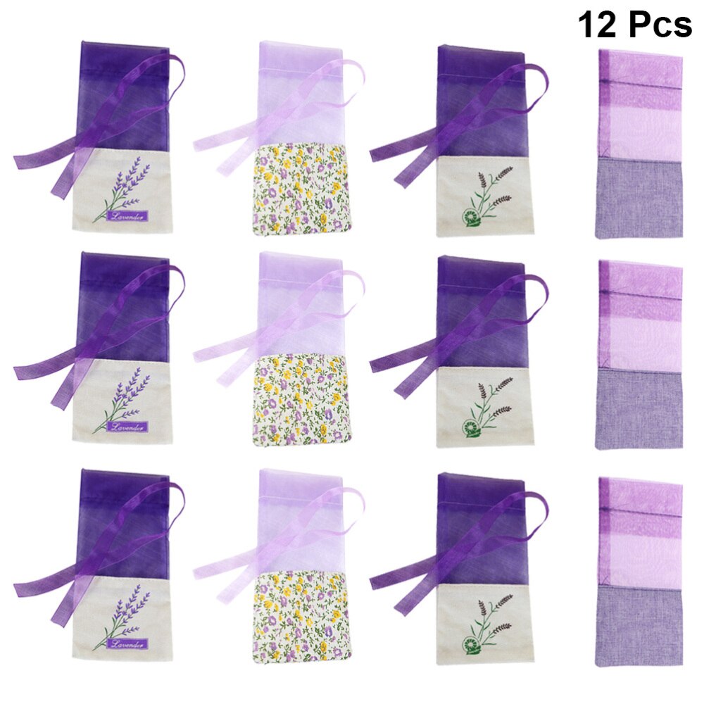 10pcs Floral Printing Lavender Bags Empty Fragrance Pouch Sachets Bag for Relaxing Sleeping Light Purple