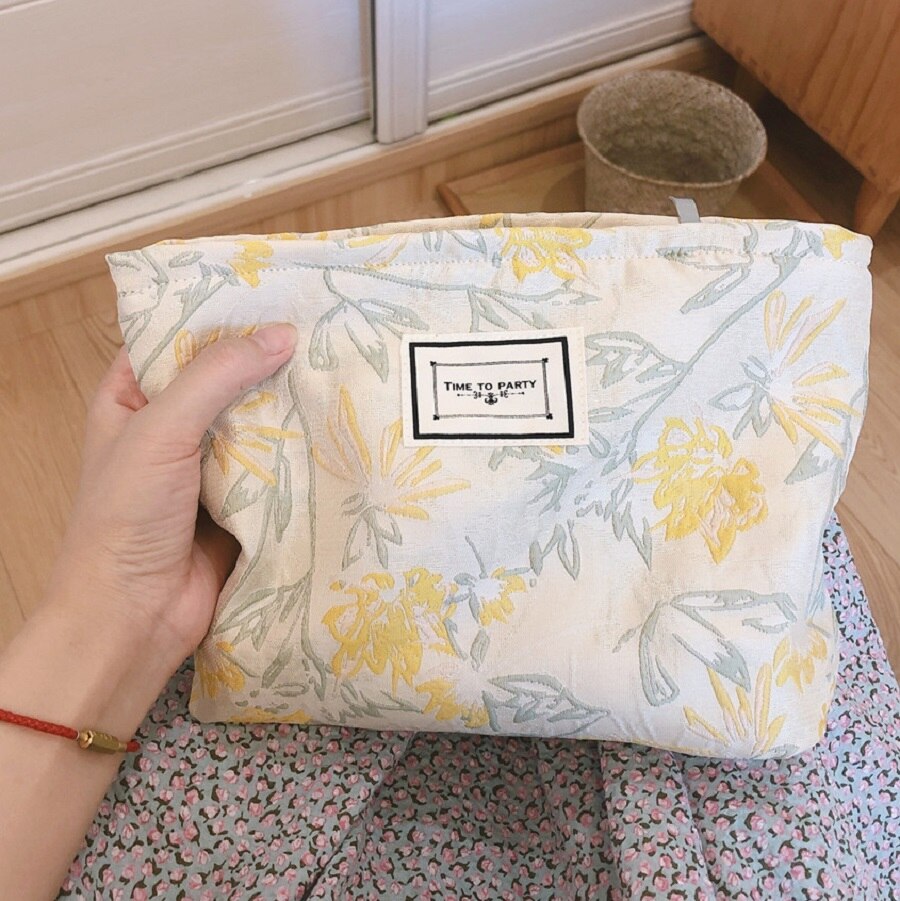Koreaanse Stijl Katoen Vrouwen Handtas Reizen Cosmetiquera Cosmetica Make Grote Vrouwen Portemonnee Portemonnees Meisje Make-Up Kwasten Pouch