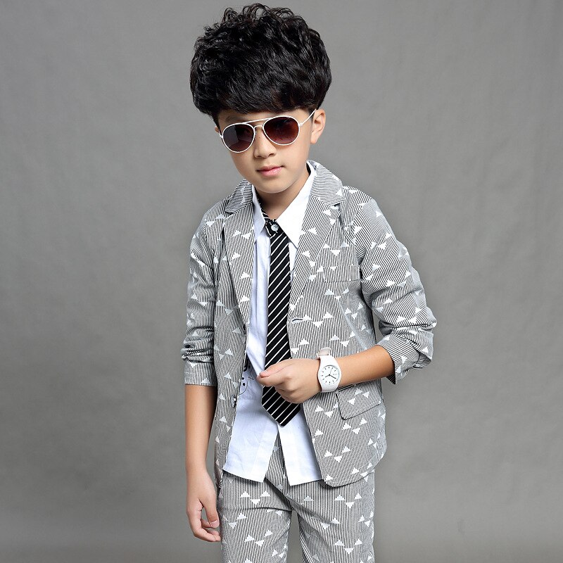 Trajes formales para adolescentes, conjunto de ropa de abrigo + Pantalones, 2 piezas, cumpleaños, niños, Otoño, 5, 6, 7, 8, 9, 10, 12 años,: gray / 5