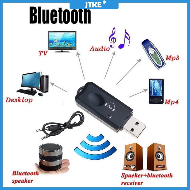 USB AUX Bluetooth Receive Wireless Audio Adapter Stereo with Microphone for USB Car MP3 Player Speaker Bluetooth Transmitte
