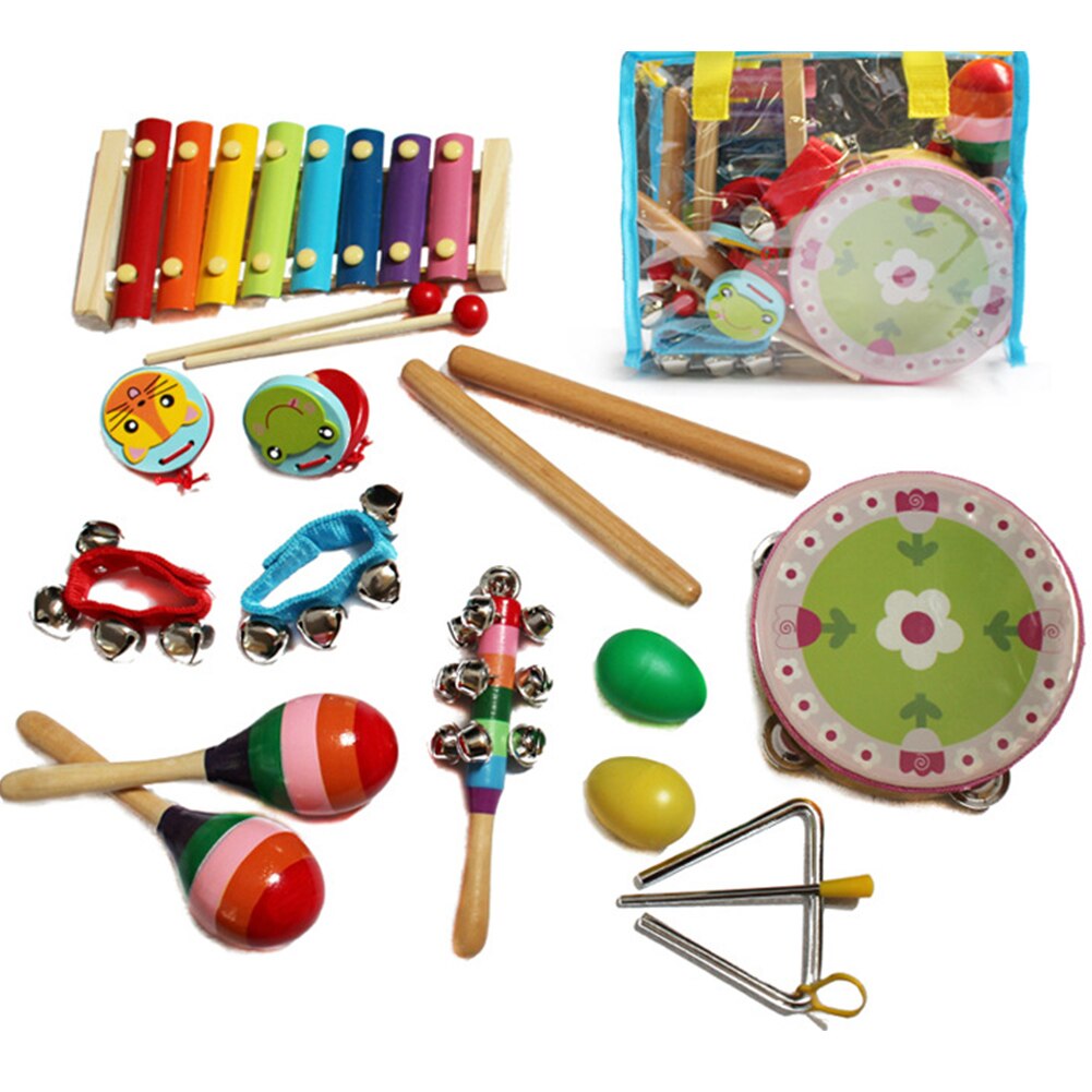 Muziekinstrumenten Voor Peuter Met Draagtas, 14 In 1 Muziek Percussie Speelgoed Set Voor Kinderen Met Xylofoon, rhythm Band