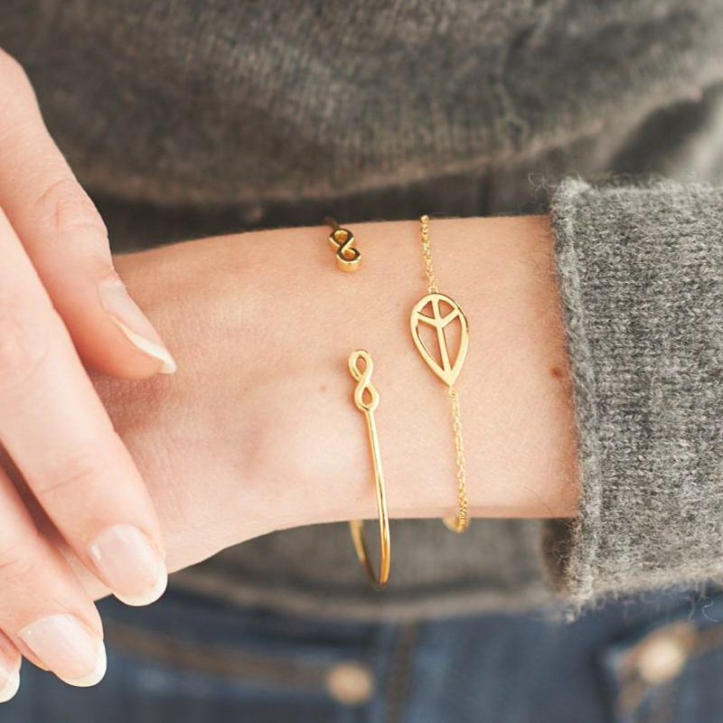 Modyle 4 stks/set Mode Brief Liefde Arrow Driehoek Knoop Cactus Chain Gold Bangle Set Lady Exquisite Verstelbare Sieraden Verjaardag: 82797