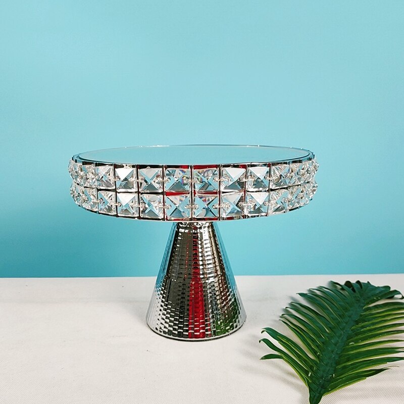Metal square crystal silver cake stand tall paper cup wedding cake decoration