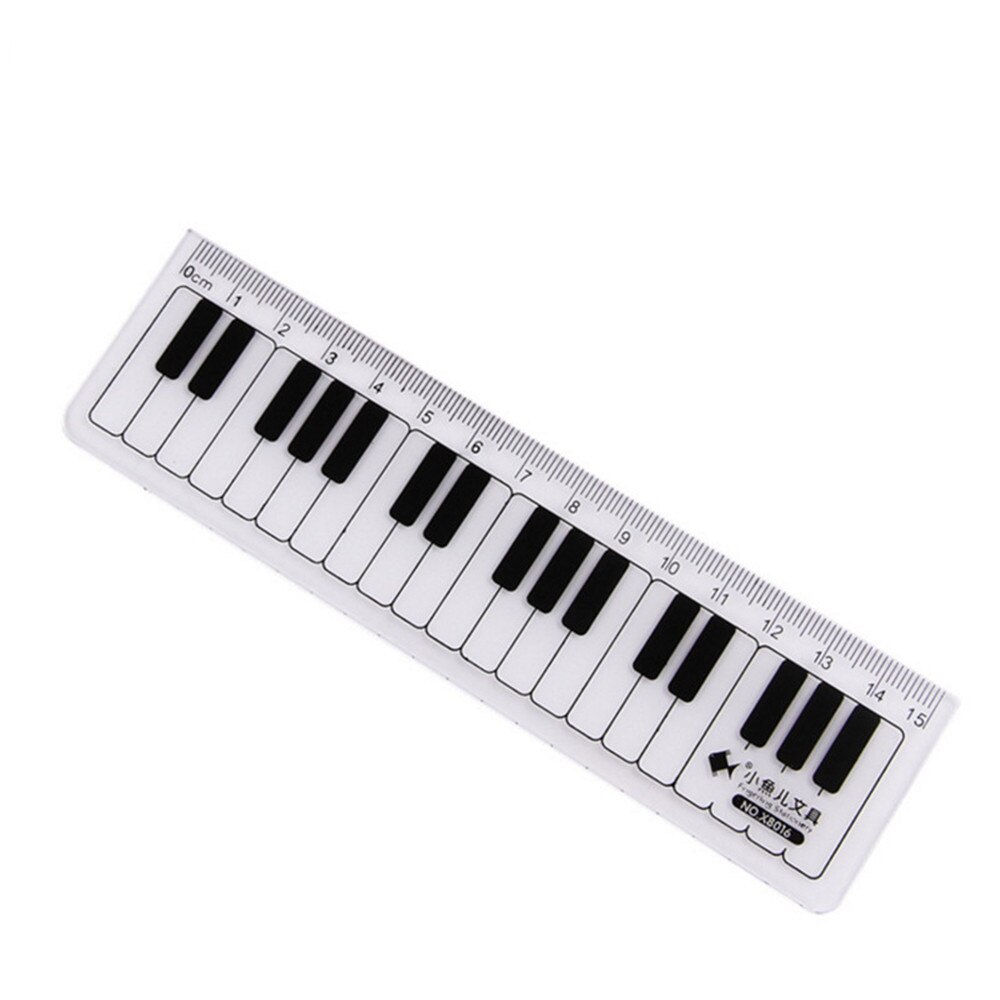 1 Pcs Cute 15cm Black White Musical Notes Piano Transparent Plastic Straight Rulers Drawing Measuring Ruler Student Stationery