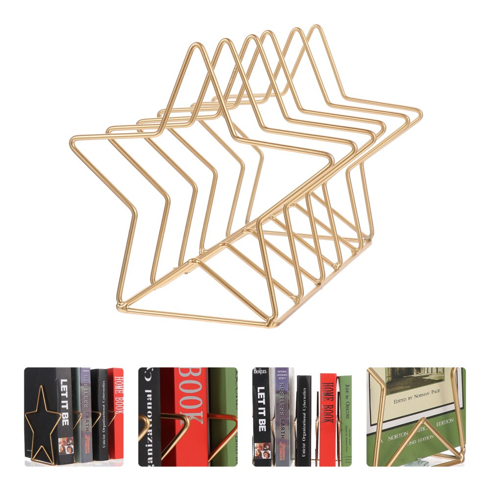 1pc Book Rack Desktop Star Bookshelf Magazine Storage Shelf for Office Home