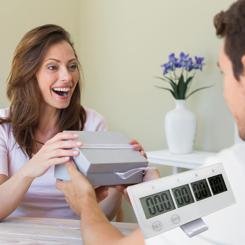 Digital Countdown Days Timer Touch key Kitchen Timer 999 Days Countdown Timer Voice reminder (white)