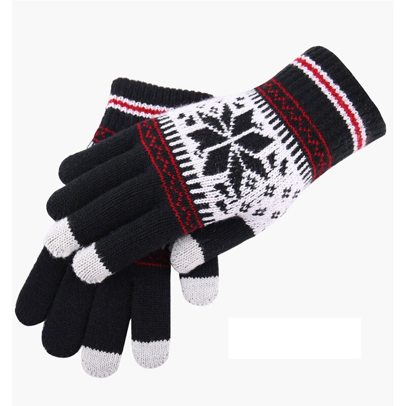 Julekashmir uldstrikkede handsker vinterhandsker til mand og kvinder plus tykke strikkede håndled med fem fingre