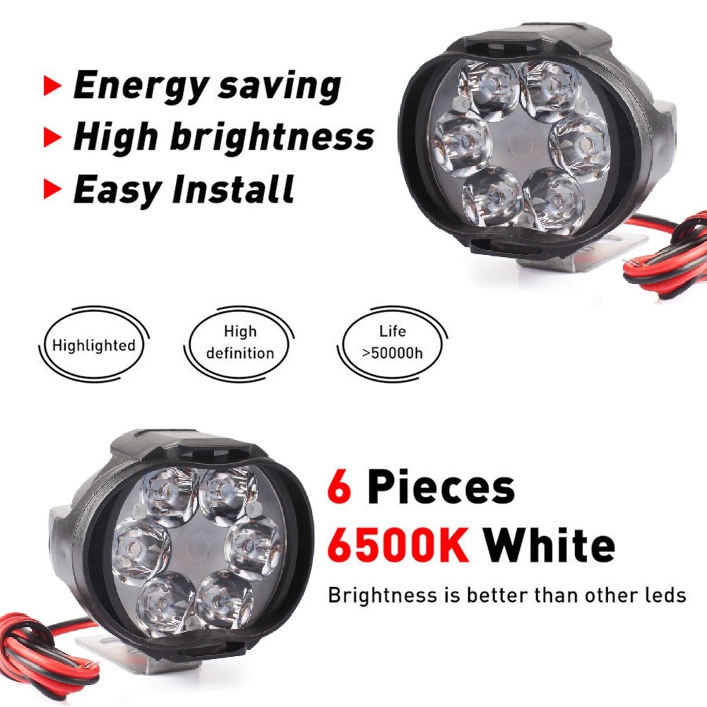 Bostar super kirkas 900lm moottoripyörän led ajovalo lamppu skootterit sumukohdevalo 6500k valkoinen työpistevalo 12-80v #280960