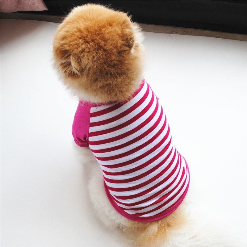 Red Striped Dog Clothes Clothing for Dogs Super Pet Outfits Cute Summer Vest Yorkies Print Footprint Ropa Para Perro