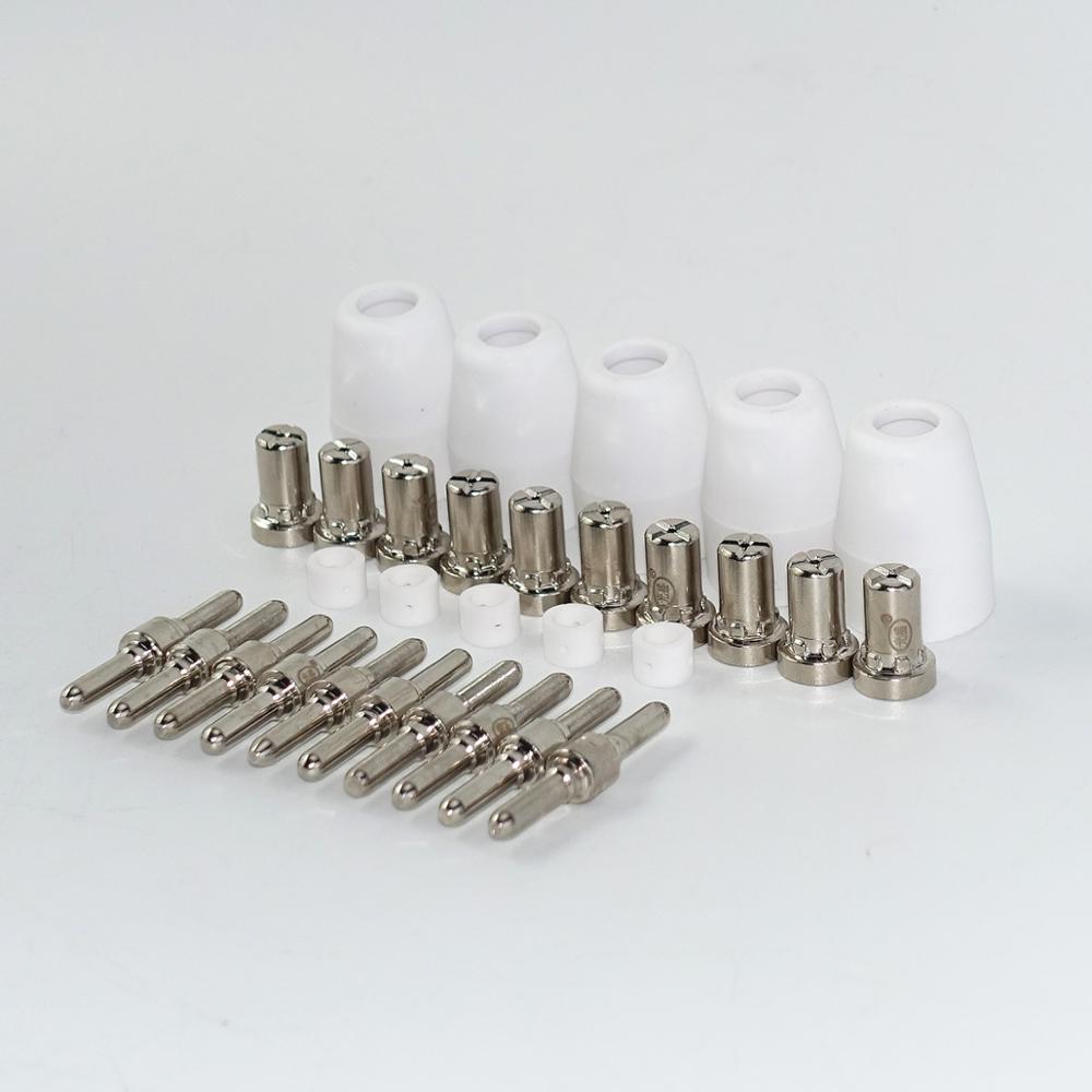 30 Uds. Antorcha de corte por Plasma consumible corte largo extendido Copa protectora deflector de remolino 40A PT31 boquilla de electrodo de punta de antorcha de Plasma
