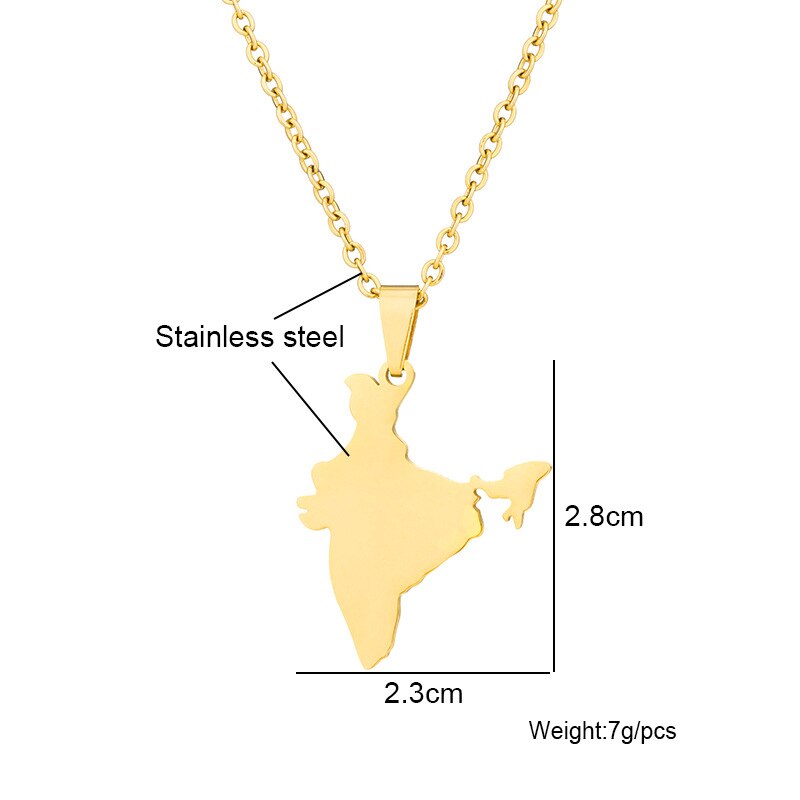 Wangaiyao Mode Eenvoudige India Kaart Hanger Rvs Ketting Geometrische Glossy Hollow Kaart Unisex Sieraden